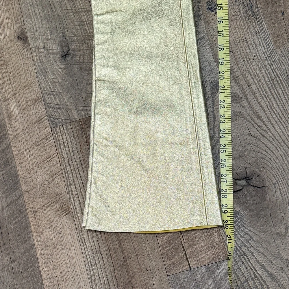Lamb Leather Gold Flare Pants - Picture 10 of 13